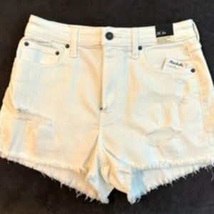 White Abercrombie & Fitch High Rise Denim Short